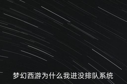 梦幻西游为什么我进没排队系统