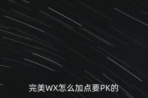 完美WX怎么加点要PK的