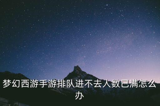 梦幻西游手游排队进不去人数已满怎么办