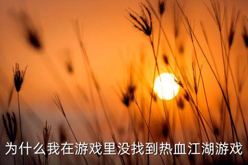 为什么我在游戏里没找到热血江湖游戏