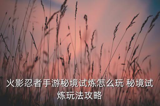 火影忍者手游秘境试炼怎么玩 秘境试炼玩法攻略