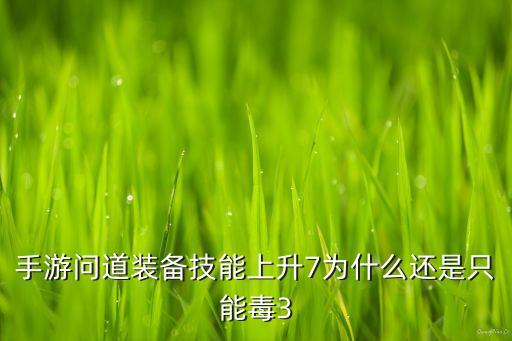 手游问道装备技能上升7为什么还是只能毒3