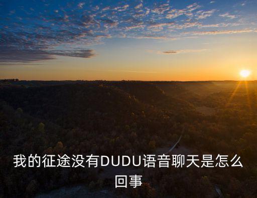 我的征途没有DUDU语音聊天是怎么回事
