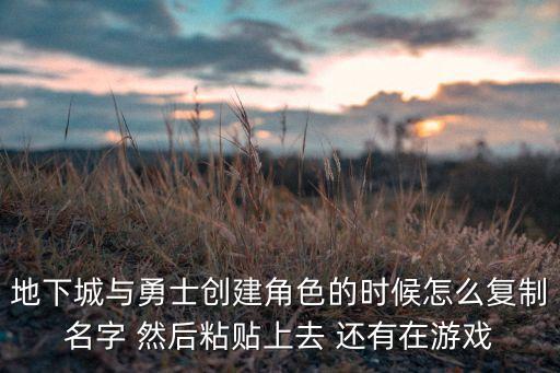 地下城与勇士创建角色的时候怎么复制名字 然后粘贴上去 还有在游戏