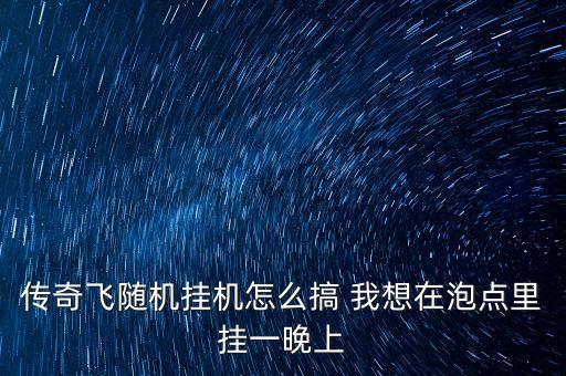 传奇飞随机挂机怎么搞 我想在泡点里挂一晚上