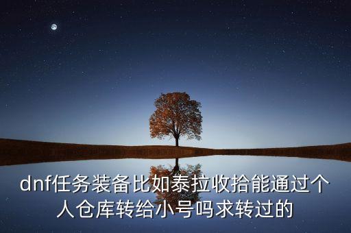 dnf任务装备比如泰拉收拾能通过个人仓库转给小号吗求转过的
