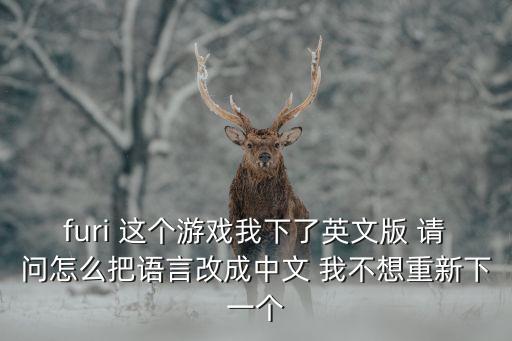 furi 这个游戏我下了英文版 请问怎么把语言改成中文 我不想重新下一个