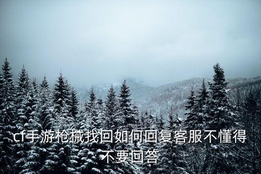 cf手游枪械找回如何回复客服不懂得不要回答