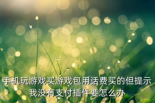 手机玩游戏买游戏包用话费买的但提示我没有支付插件要怎么办