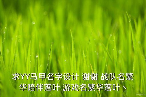求YY马甲名字设计 谢谢 战队名繁华陪伴落叶 游戏名繁华落叶丶