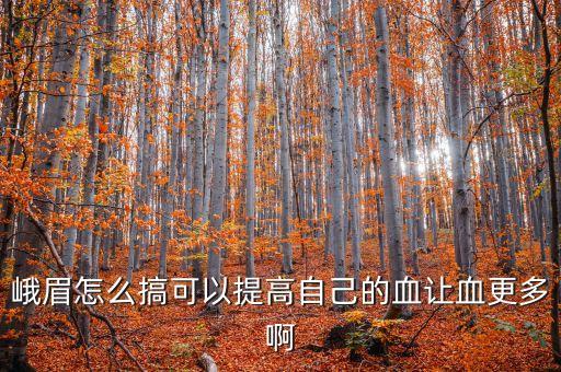 峨眉怎么搞可以提高自己的血让血更多啊