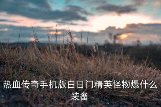 热血传奇手机版白日门精英怪物爆什么装备