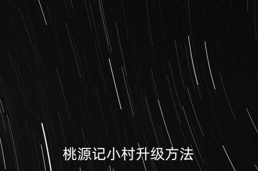桃源记小村升级方法