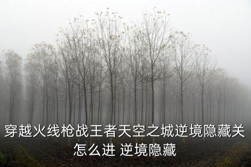 穿越火线枪战王者天空之城逆境隐藏关怎么进 逆境隐藏