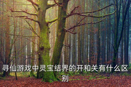 寻仙游戏中灵宝结界的开和关有什么区别