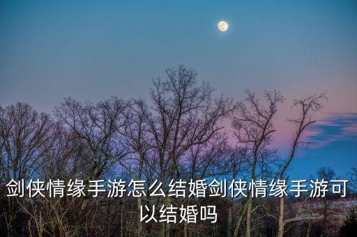 剑侠情缘手游怎么结婚剑侠情缘手游可以结婚吗