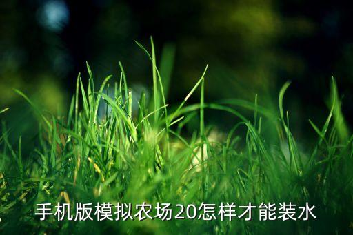 手机版模拟农场20怎样才能装水