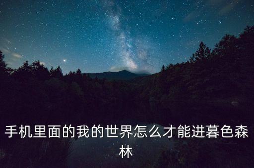 暮色森林手游怎么登录，我的世界手机暮色森林怎么进入详细过程
