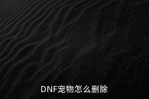 dnf手游不要的宠物怎么处理，不想要的侍宠怎么处理