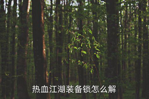 热血江湖装备锁怎么解