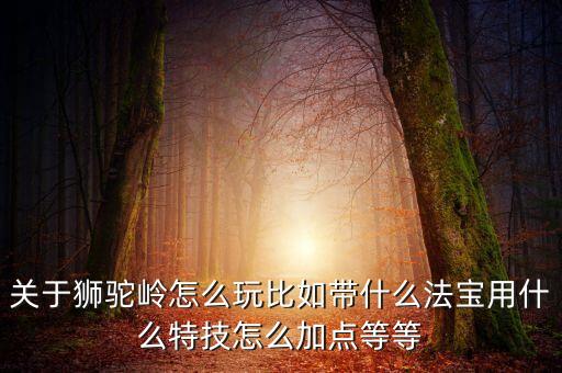关于狮驼岭怎么玩比如带什么法宝用什么特技怎么加点等等