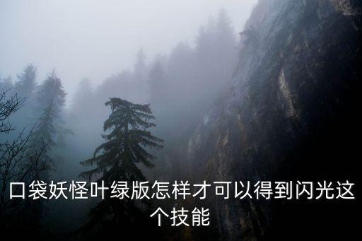 手游口袋妖怪怎么获得超闪，口袋妖怪叶绿版怎样才可以得到闪光这个技能
