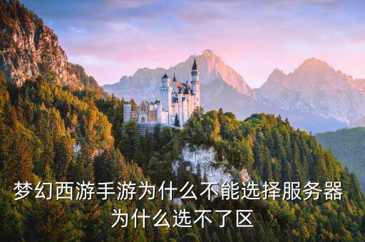 梦幻西游手游为什么不能选择服务器 为什么选不了区