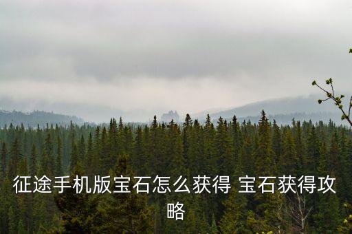 征途手游卡级宝石怎么获得，征途 完美 升级宝石怎么弄到啊