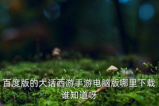 百度版的大话西游手游电脑版哪里下载谁知道呀
