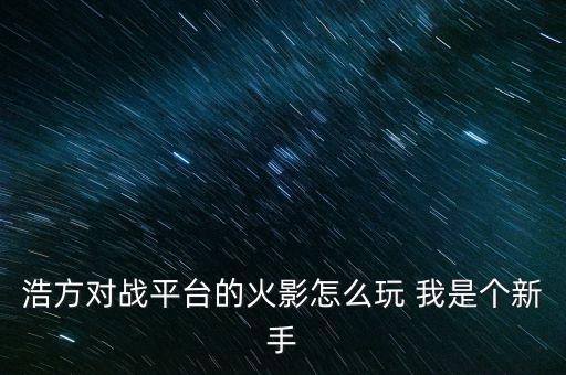 浩方对战平台的火影怎么玩 我是个新手