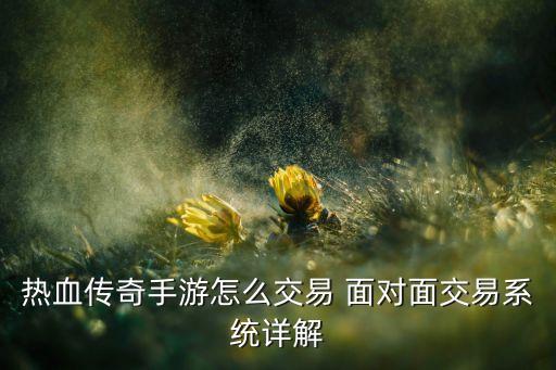 热血传奇手游怎么交易 面对面交易系统详解