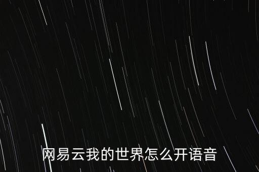网易云我的世界怎么开语音