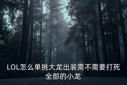 LOL怎么单挑大龙出装需不需要打死全部的小龙