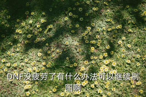 DNF没疲劳了有什么办法可以继续刷图啊
