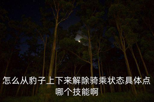 怎么从豹子上下来解除骑乘状态具体点哪个技能啊