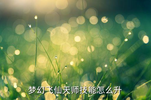 梦幻飞仙天师技能怎么升
