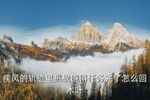 疾风的轨迹里挑战晓得任务完了怎么回木叶