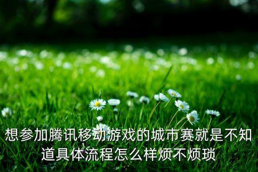 想参加腾讯移动游戏的城市赛就是不知道具体流程怎么样烦不烦琐