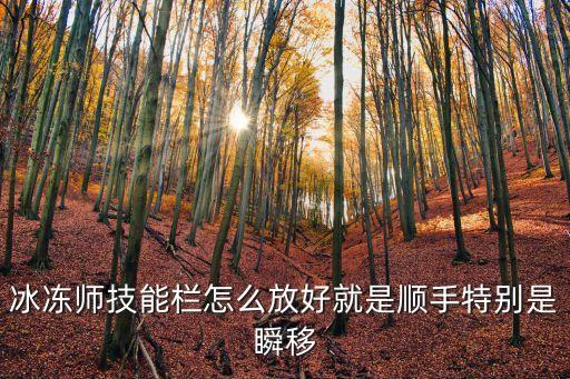 冰冻师技能栏怎么放好就是顺手特别是瞬移