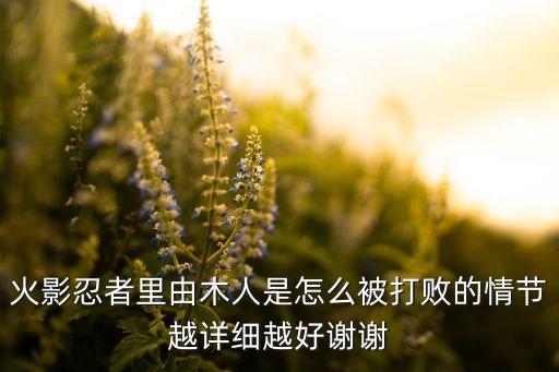 火影忍者里由木人是怎么被打败的情节越详细越好谢谢
