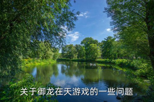 关于御龙在天游戏的一些问题