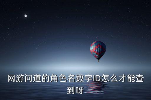 网游问道的角色名数字ID怎么才能查到呀