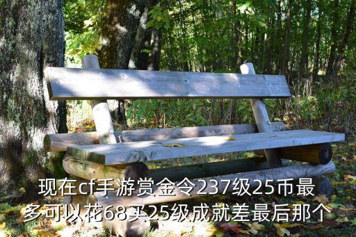 现在cf手游赏金令237级25币最多可以花68买25级成就差最后那个