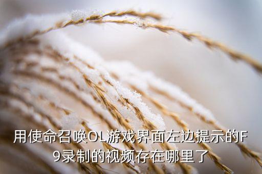 用使命召唤OL游戏界面左边提示的F9录制的视频存在哪里了