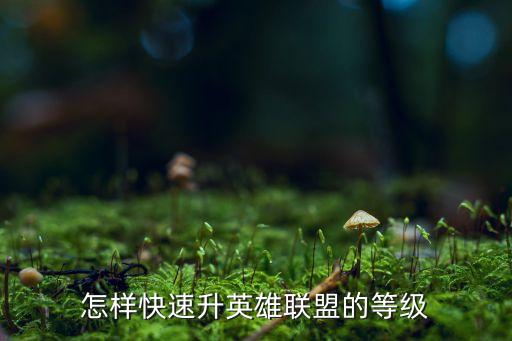 怎样快速升英雄联盟的等级