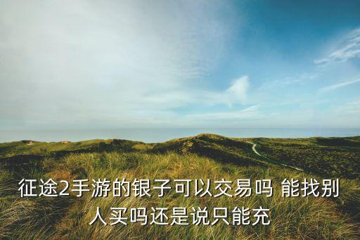 征途2手游的银子可以交易吗 能找别人买吗还是说只能充