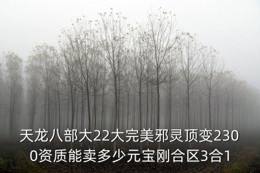 天龙八部大22大完美邪灵顶变2300资质能卖多少元宝刚合区3合1