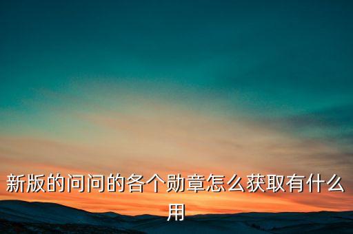 新版的问问的各个勋章怎么获取有什么用