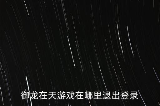 御龙在天游戏在哪里退出登录