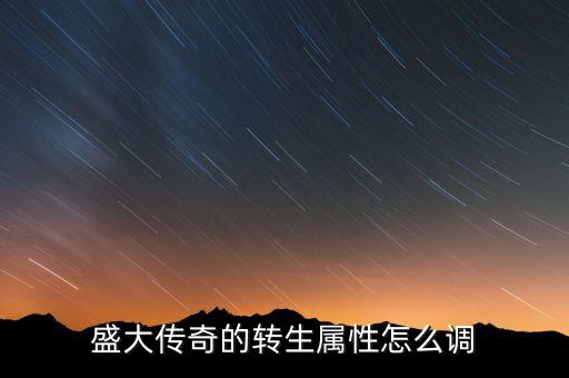 盛大传奇的转生属性怎么调